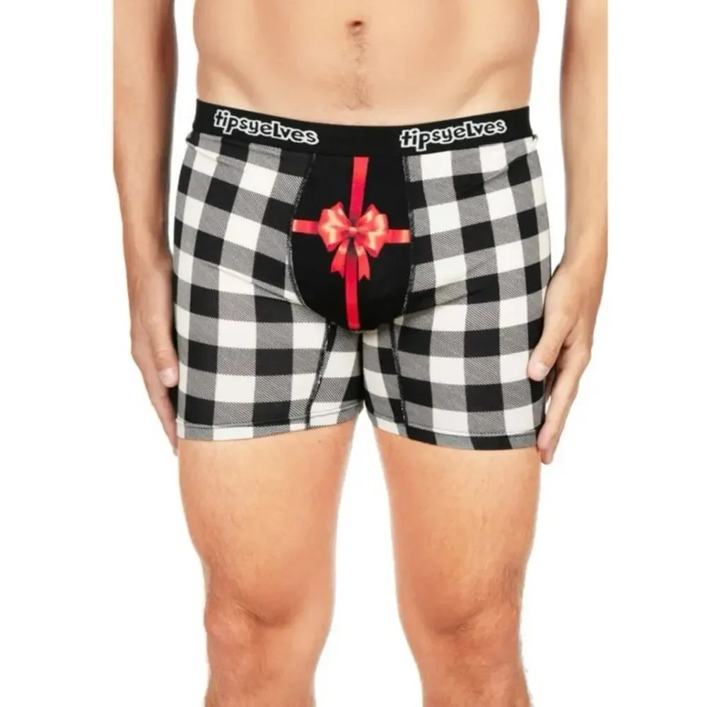 NEW Tipsy Elves Men’s Gift Wrapped Boxer Briefs Funny‎ Holiday Underwear